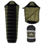 Hacer Khardunga La Camping Sleeping Bag +6°C to +15°C Mummy Shape Polyester Lining Comfortable Hiking Trekking Bags Baby, Men Women- Height Upto 6.8ft- (Black & Olive Green, 1.2 kg)