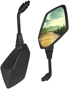 Evomosa Motorcycle Rearview Mirror Black Universal 8mm/10mm Clear Rear View Side Mirror (Black2, 8mm)