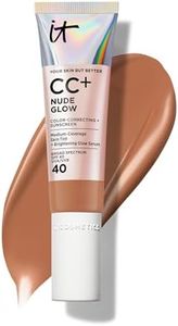 IT Cosmetics CC+ Nude Glow (Deep) - Lightweight Foundation & Brightening Glow Serum with SPF 40, Medium Coverage, With Niacinamide & Hyaluronic Acid, For All Skin Types, 1.08 fl oz