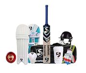 SG Economy Cricket Set 4 with Helmet and Cricket Ball, Multicolour