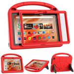 Kids Case for 10 & 10 Plus & 10 Kids Pro Tablet, Lightweight Shockproof Kids Case for 10.1'' Tablet with Screen Protector and Handle Stand, Not for Samsung TCL Case- Red