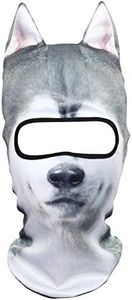 WTACTFUL 3D Animal Ears Balaclava Windproof Face Mask Cover Protection for Music Festivals Raves Halloween Party Riding Skiing Snowboarding Snowmobile Winter Cold Weather Activities Husky Dog MEB-22