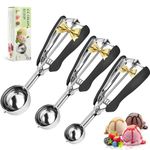 SPEENSUN Cookie Scoop of Rubber Easy Trigger Set of 3 PCS(4/5/6cm),Ice Cream Scoop,304Stainless Steel Melon Baller Scoop,Durable and Effortless for Ice Cream,Melon Baller,Baking and Mash Potato