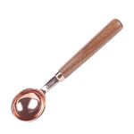 KKC Coffee Scoop,1 Tables Spoon,10g Coffee Bean Measuring Spoon with Wooden Handle,Stainless Steel Measure Coffee Scoop,1tbs / 15ml, Rose Gold1pcs