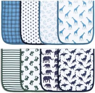 Hakochia Burp Cloths for Baby Boy & Girl Organic Cotton Large Unisex Burp Clothes Extra Absorbent Soft Neutral Burping Rags Spit Up Cloth Sets for Newborns 8 Pack (Multicolor-1)