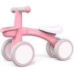 Umatoll Baby Balance Bike for 1 Year Old Boys Girls, 12-24 Months Toddler Balance Bike with Removable Basket, Adjustable Seat, 4 Wheels Infant Bike, First Birthday Gift (Pink)