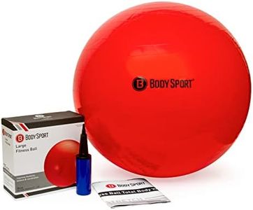 Body Sport Exercise Ball with Pump for Home, Gym, Balance, Stability, Pilates, Core Strength, Stretching, Yoga, Fitness Facilities, Desk Chairs – Red 75cm