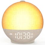 Sunrise Alarm Clock Wake Up Light with Sunset Simulation, 30 Sleep Sounds White Noise Machine, 12 Colours Night Light, Easy to Use Bedside Digital Clock Sunlight Lamp for Kids, Heavy Sleepers Bedrooms