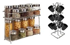 Zepdos Stainless Steel Spice Freestanding Rack For Kitchen With V Shape Cup Stand For Dinning Table,Stands&Racks,2 Tier Rack,12 Cup Holder Stand For Kitchen,Multipurpose Rack(Pack Of 2,Tiered Shelf)