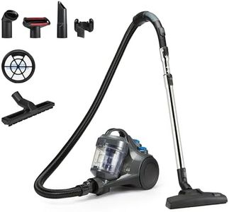 Amazon Basics Cylinder Vacuum Cleaner Bagless 1.3L Compact Lightweight with Triple-Action Nozzle, HEPA Filter, 850W, for Carpet and Hard Floor, Grey