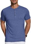 COOFANDY Men's Short Sleeve Henley Shirts Basic Tee Summer Solid Button T Shirts Lightweight Shirts Khaki