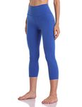 Colorfulkoala Women's High Waisted Yoga Capris 21" Inseam Leggings with Pockets (M, Sapphire Blue)