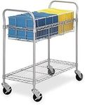 Safco Wire Mail Cart - 272.16 kg Capacity - 4 Casters - 4" (101.6 mm) Caster Size - Steel - 26.8" Width x 18.8" Depth x 38.5" Height - Gray