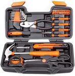 CARTMAN 39 Piece Tool Set General Household Hand Kit with Plastic Toolbox Storage Case Orange