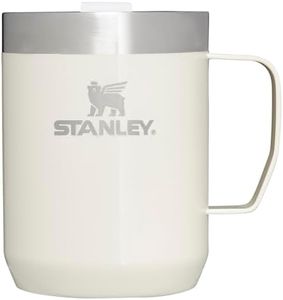 Stanley Stay-Hot Camp Mug 12 oz | Press Fit Drink Through Lid | Cup for Coffee, Tea and Drinks | Insulated Stainless Steel Coffee Mug | BPA-Free | Cream Gloss
