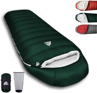 BUERTS Down Sleeping Bags for Adults, Premium 680FP Down Fill Backpacking Sleeping Bag for Cold Weather for Camping, Hiking and Traveling, Comes with Compression Sack (Green 0°F)