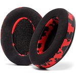 WC PadZ Velour - The Ultimate Upgraded Earpads by Wicked Cushions - Compatible with Audio Technica, HyperX, SteelSeries Arctis & More - Extra Thick - Bigger Opening - Softer Memory Foam | (Red Camo)