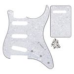 BexGears 11 Hole SSS Electric Guitar Pickguard Backplate with Screws for Guitar Parts (4Ply White Pearl)