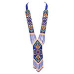 Zephyrr African Boho Long Pendent Necklace Blue Beaded Casual Jewelry for Women