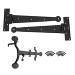 Hand Forged Blacksmith Traditional Penny end Door Tee Hinges+ Suffolk Latch (12" Hinges + Suffolk Latch)