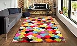 Hand Carved Multi Colour large Area Rug Hallway Geometric Design Rainbow Coloured Rugs Runner Floor Mat Door Mats (Scales, 80 x 150 cm)