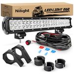 Nilight ZH063 1PCS 20 Inch 126W Spot Flood Combo LED Light Mounting Bracket Horizontal Bar Tube Clamp with Off Road Wiring Harness-2 Leads, 2 Years Warranty