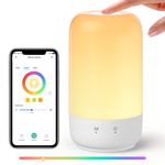 meross Smart Table Lamp, WiFi Lamp Support Apple HomeKit Alexa Google Assistant SmartThings, Bedroom Touch Lamp RGBWW Colour Voice Remote app Control (2.4GHz WiFi Only)