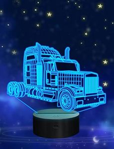 GIFTOHOLIC Truck 3D Bedside Lamp, Lorry Illusion Hologram Night Light 16 Colors Changing with Remote Control Kids Bedroom Décor Cool Novelty Birthday Gift Present for Boy Men Baby