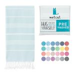 WETCAT Turkish Beach Towel Oversized 38x71 100% Cotton Sand Free Quick Dry Towel Extra Large Turkish Towel Light Travel Towel for Adults Beach Gifts Beach Accessories - Aqua