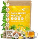 FreshDrinkUS, Premium 40 Tea Bags Daily Rescue Lemon Ginger Tea - 9 Superherbs – 100% Natural Ingredients, Tea Mix for Wellness Boost - Shelf-Stable, Caffeine-Free, Sugar-Free, Vegan