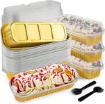 SYOZPXY 60PCS Mini Loaf Pans with Lid and Spoon, Mini Loaf Pans Disposable, Rectangular Mini Aluminum Foil Baking Pan for Making Delicious Cake Desserts