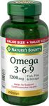 Nature's Bounty Omega 3 6 9 Fish Oil 1200mg Pills, Supplement, Helps Support Cognitive Health and Brain Function, 200 Softgels