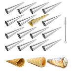 Non-Stick Cream Horn Cones, FantasyDay 16 Pcs Stainless Steel Screw Croissant Mould Cannoli Form Tubes, Cream Roll Mold Pastry Baking Mold - Christmas Anniversary Free Standing Pastry Cone Shaper