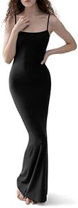 TOFBS Robe Maxi Femme Bretelles Spaghetti sans Manches Moulante Longue Robe Casual Dos Nu Eté Robe Sexy Elégant Robe de Cocktail Soirée Clubbing Bal Fête (Noir,M)
