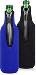 kwmobile Set of 2 Neoprene Bottle Coolers Sleeves for 330-500ml Bottle - Keep Beer, Soda, Soft Drinks Cool - Black/Blue