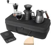 SOTECH Pour Over Coffee Maker Set All in 1 Coffee Kits- 304 Stainless Steel Kettle with Thermometer Coffee Grinder Coffee Dripper & Server of Portable Travel Bag For Outdoor Camping