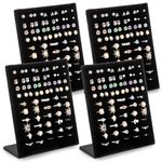 Hiceeden 4 Pack Black Velvet Ring Display Stand, 50 Slots Ring Organizer Jewelry Display Tray, L-Shaped Ring Holder Display for Selling Earrings Rings