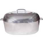 Cajun Cookware Aluminum Roaster Pan with Lid - 15-inch Roasting Pot - Easy to Clean Oval Cookware