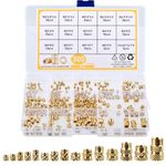 Threaded Inserts Brass Knurled Nuts 300PCS Heat Set Inserts 3D Printing Components Brass Nuts Knurled Insert Twill Thread Nut Inserts, Thread Knurled Press-in Insert Nuts (M2 M2.5 M3 M4 M5 M6 1/4)