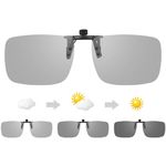 TEMSO Photochromic Clip On Sunglasses,Polarized Flip Up Driving Glasses Over Prescription Glasses for Mens Women, Clear Vision for Indoor and Outdoor,Safe Driving|UV Protection|Non Dark|Grey|Cat2