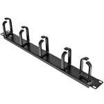 StarTech.com 19 Server Rack Cable Management Panel w/D-Ring Hooks - 1U Horizontal or Vertical Wire and Cord Manager - Metal (CABLMANAGER2)