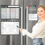 JJPRO Magnetic Monthly Calendar and Chore Chart Set for Refrigerator-Dry Erase Chore Chart,Monthly Calendar for Fridge- One Bonus to do Notepad Whiteboard-Month&Chore Chart