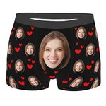 Naispanda Custom Men's Novelty Boxer Briefs with Photo Funny Face Personalised Underwear Customised Shorts Underpants for Men Boyfriend Husband Valentines Day Birthday Christmas for Him