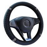 VidFair Steering Wheel Cover,Universal Size M 37-38cm /14.5-15inch Bling Soft Microfiber Leather Auto Elastic Steering Wheel Protector,Car Accessories for Most Cars Black