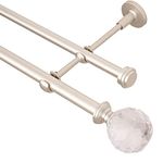 BOOM JOG 3/4 Inch Double Curtain Rods Window Rod, Acrylic Diamond Finials, 48 to 84 Inches,Nickel