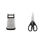 KitchenAid Cheese Grater with Container and Lid, 4-Sided & All Purpose Shears, Kitchen Scissor, Durable and Easy to Clean, Onyx Black