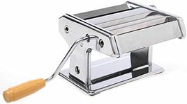 EZONEDEAL Manual Hand Press Pasta Maker Machine Adjustable Thickness Settings Noodles Maker with Washable Aluminum Alloy Rollers and Cutter Perfect for Spaghetti,Fettuccini, Lasagna