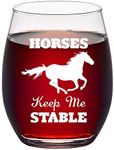 Futtumy Horses Keep Me Stable Stemless Wine Glass, Funny Horse Gifts for Women Men Mom Dad Horse Lovers Cowgirls Equestrian Decor Christmas Birthday, 15 Oz