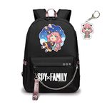 SPY x FAMILY Backpack for School Bag Bookbag Rucksack Anya Yor Loid with USB Charging Port, Free Keychain (01)