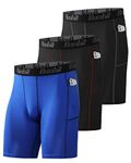 Runhit Men's Compression Shorts with Pockets(3 Pack),Tights Shorts Workout Underwear